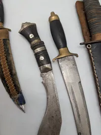 Collection of Vintage Fixed Blade Knives and Kukri with Sheaths