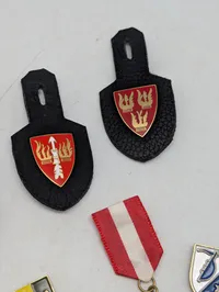 Samling af danske militære og civile emblemer, ordener og pins