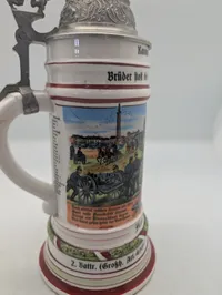 Tysk Reservist-ølkrus med Tinlåg, 1. Großh. Hess. Feld-Art.-Rgt. Nr. 25