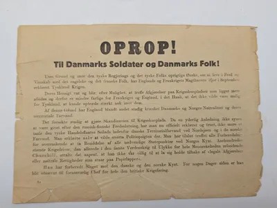 WWII German OPROP! Propaganda Leaflet for the Invasion of Denmark