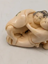 Antik JAPANESE HAND CARVED EROTIC NETSUKE FIGURES EDO / MEIJI PERIODE