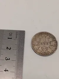1915 German Empire 1 Mark Silver Coin, Berlin Mint