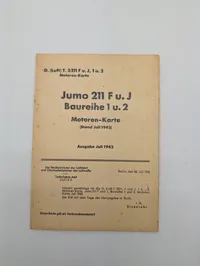 WWII German Luftwaffe Jumo 211 F u. J Motoren-Karte Engine Manual (1942)