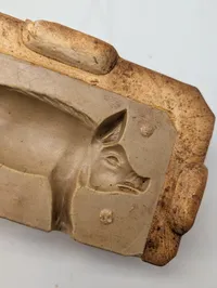 Antique Two-Piece Ceramic Pig Casting Mold'