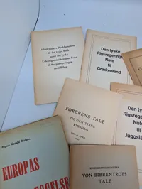 Samling af 9 danske nazistiske propaganda-pamfletter fra 2. verdenskrig
