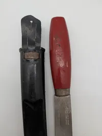 Vintage Morakniv Classic Swedish Fixed Blade Knife with Black Plastic Sheath