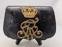 Preussisk militær læderpatrontaske med kongeligt monogram og krone