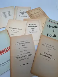 Samling af 9 danske nazistiske propaganda-pamfletter fra 2. verdenskrig
