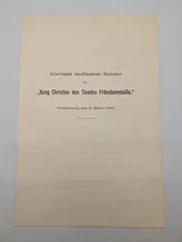 Statuter for Kong Christian den Tiendes Frihedsmedaille, 1946