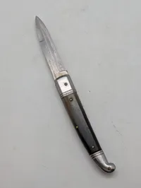 Vintage Rostfrei Lommekniv med Hornskæfte og Graveret Klinge