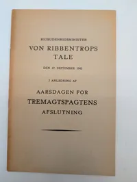 Joachim von Ribbentrop Tale, 27. September 1942, Dansk Udgave