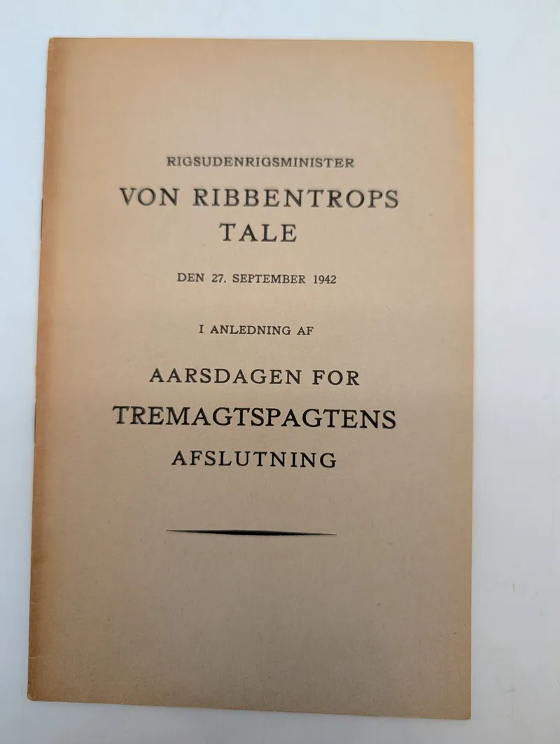 Joachim von Ribbentrop Tale, 27. September 1942, Dansk Udgave