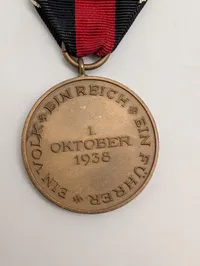 Tysk 1. Oktober 1938 Sudetenland-medalje med bånd