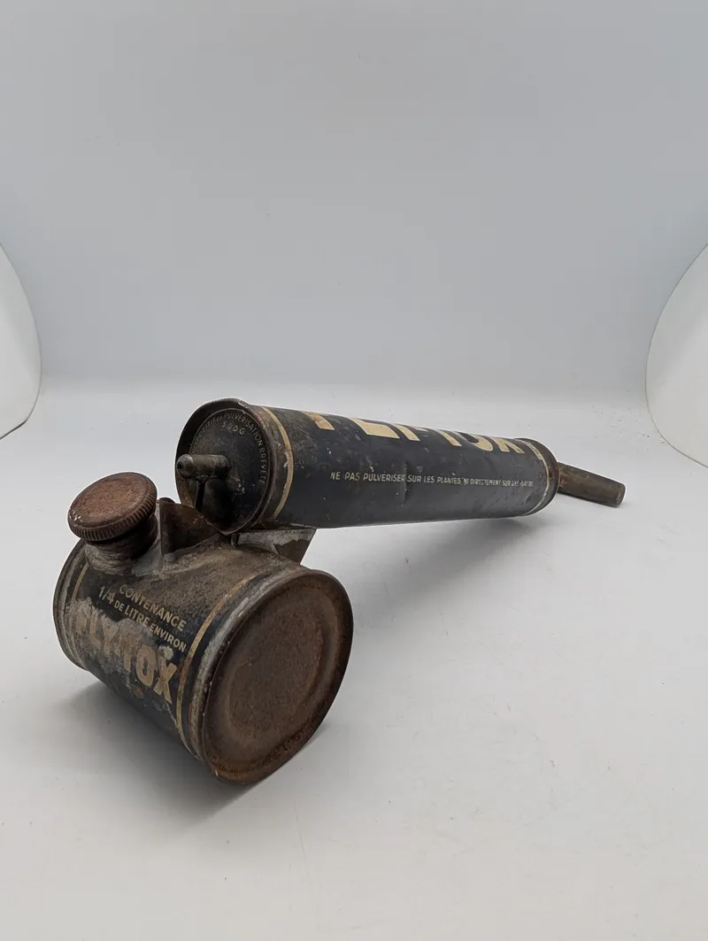 Vintage Fly-Tox French Tinplate Hand Pump Insecticide Sprayer