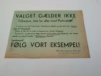 Den Nationale Aktion politisk løbeseddel, Valget gælder ikke 1943 valget WW2 