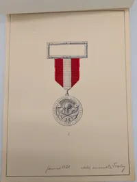 A. Michelsen, tre originale akvareltegninger til medaljer, 1931