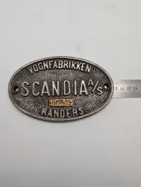 Vognfabrikken Scandia A/S Randers, Fabriksskilt fra 1934 DSB