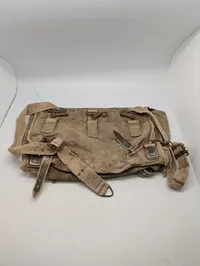 Italiensk WW2 Militær Feltaske i Kraftigt Lærred med Læderremme
