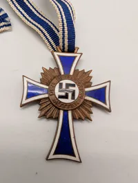WWII German Mother's Cross in Bronze with Original Ribbon
