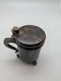 Antique Silver-Plated Miniature Lidded Tankard with Acorn Finial