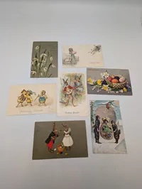 Collection of Seven Antique European Easter Postcards  Sendt til Grevinde Hamilton 