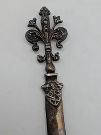 Vintage Silver-Tone Fleur-de-Lis Letter Opener with Pierced Filigree Blade