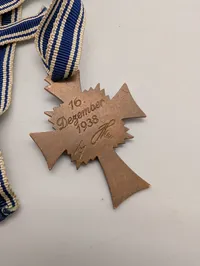 WWII German Mother's Cross in Bronze with Original Ribbon