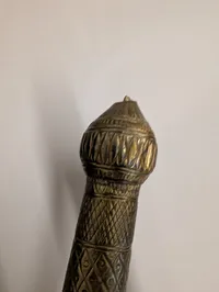 Antique Southeast Asian Cleaver-Style Sword with Embossed Brass Hilt