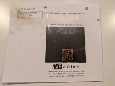 Danmark 1853 4 RBS sortbrun frimærke, AFA 1IIa