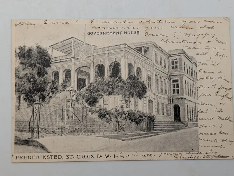 1912 Danish West Indies Postcard, Frederiksted St. Croix Government House