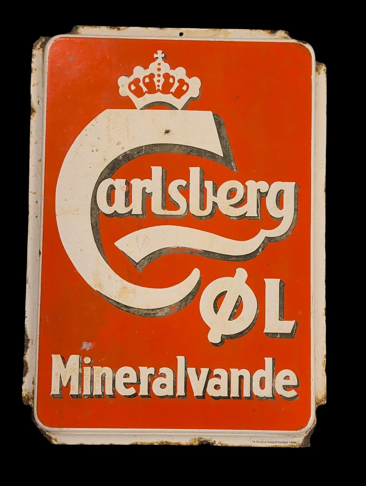 Carlsberg Øl og Mineralvande emaljeskilt fra Glud & Marstrand