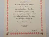 Diplom for Forsvarsbrødrenes Æreskors tildelt Hans Erik Børge Olsen, 1987