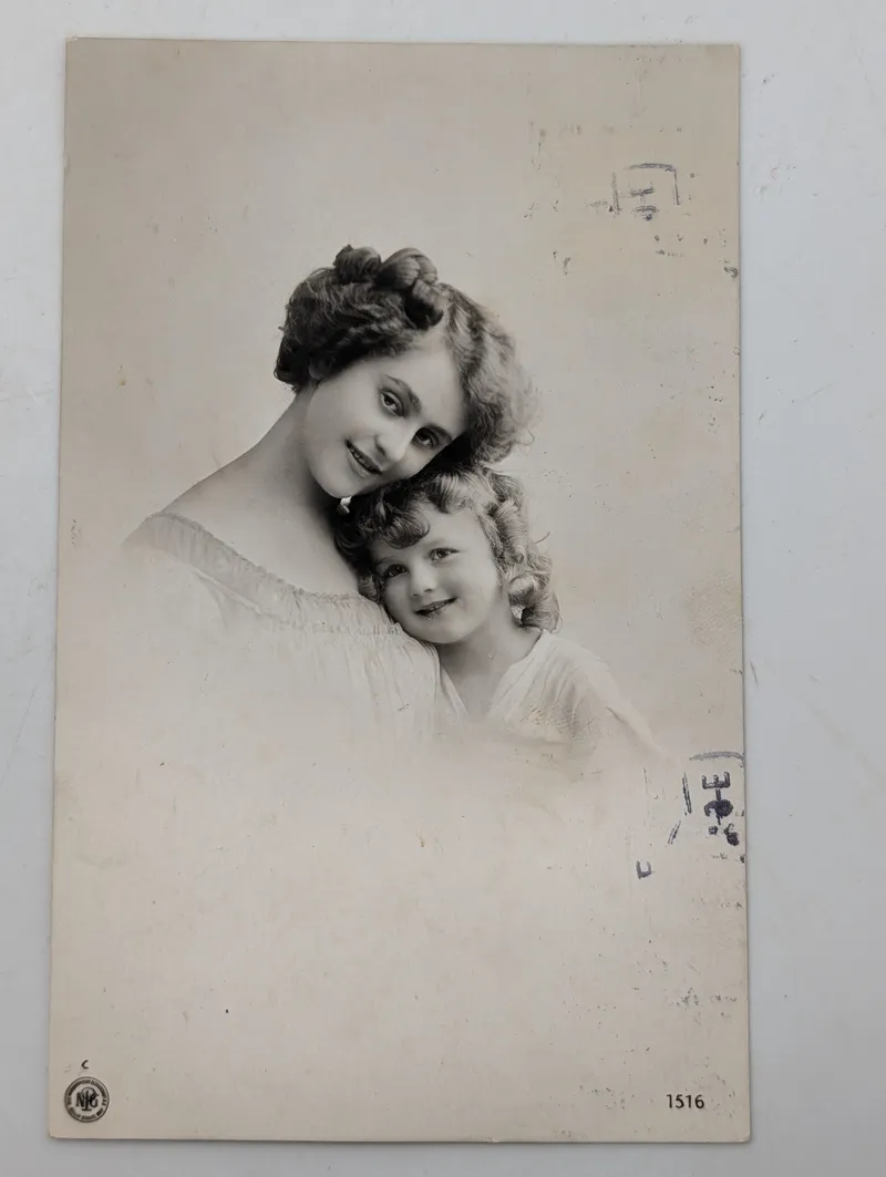 NPG Vintage Real Photo Postcard Mother and Child Portrait