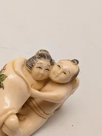 Antik JAPANESE HAND CARVED EROTIC NETSUKE FIGURES EDO / MEIJI PERIODE