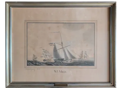 W. L. Møller, Søkadettegning, 1798, Maritimt motiv med sejlskibe