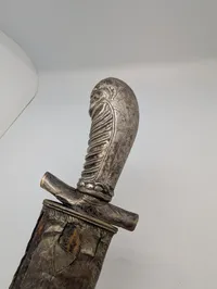 Antique Southeast Asian Silver-Toned Kris Hilt with Anthropomorphic Face