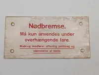 Dansk DSB Nødbremseskilt