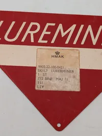 HMAK Dansk Militær Lureminer Advarselsskilt fra 1971, metal