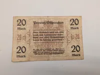 1918 East Prussia 20 Mark Notgeld Banknote - Königsberg