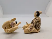 Antik JAPANESE HAND CARVED EROTIC NETSUKE FIGURES EDO / MEIJI PERIODE
