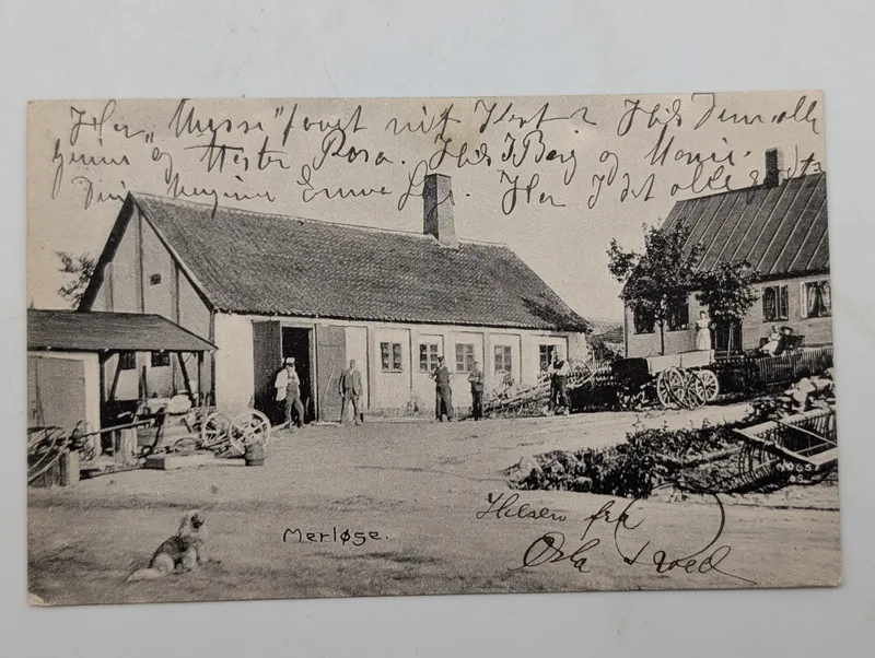 Vintage Danish Postcard of Merløse Village Scene