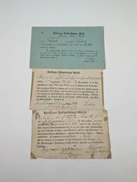 Tre antikke Koekoppe-Indpodnings-Attester (1822, 1846, 1888)