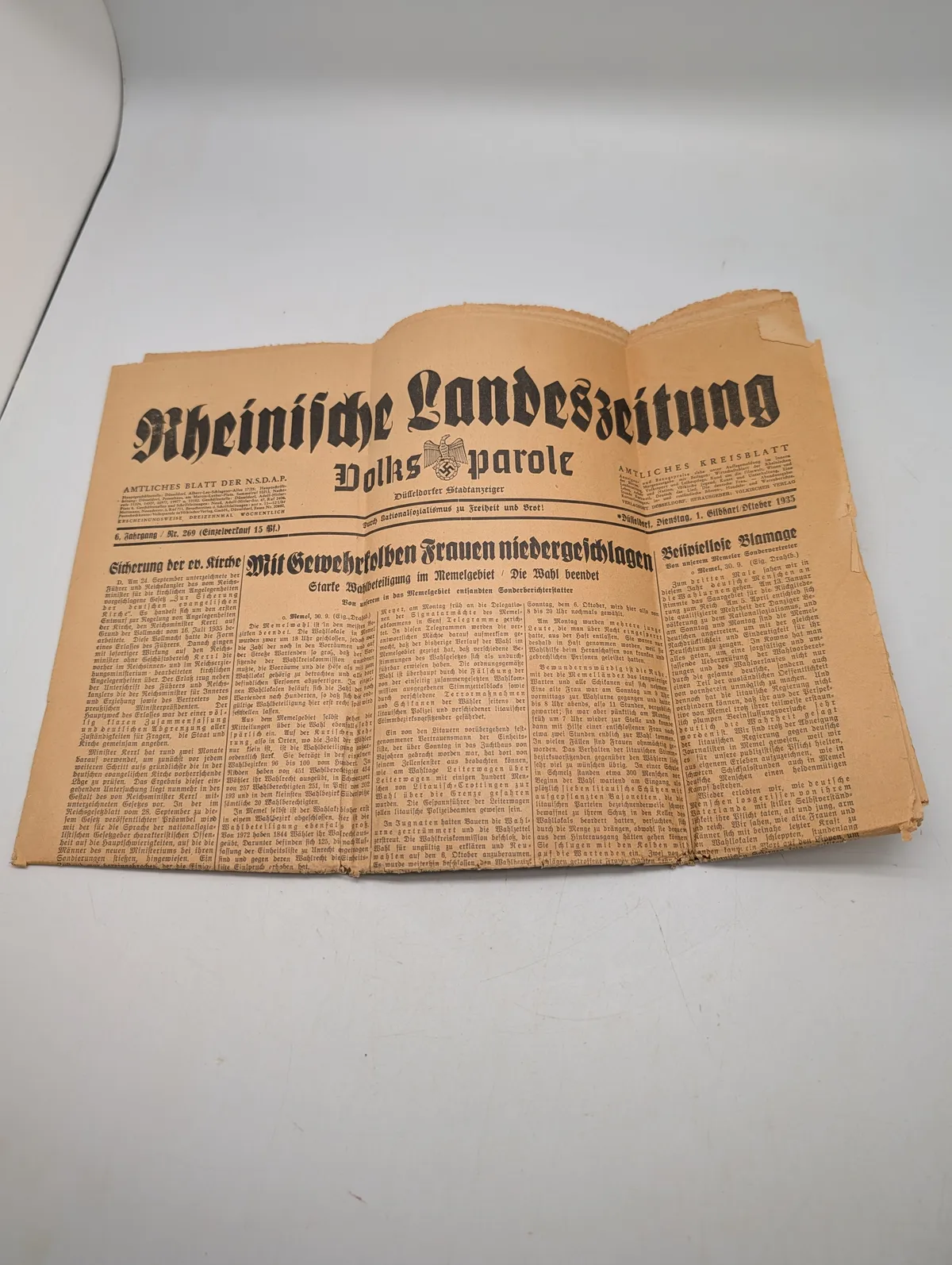 Rheinische Landeszeitung Volksparole Avis, 1. oktober 1935