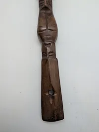 Collection of Four Hand-Carved African Ebony Wood Sculptures and Utensil