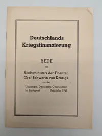 Tysk krigsfinansieringstale af Graf Schwerin von Krosigk, 1941