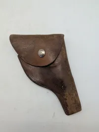 Lille Vintage læderhylster til pistol med metalknap