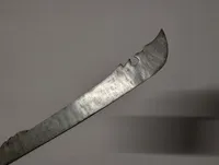 Antique Southeast Asian Cleaver-Style Sword with Embossed Brass Hilt
