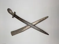 Antique Southeast Asian Silver-Toned Kris Hilt with Anthropomorphic Face