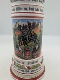 Tysk Reservist-ølkrus med Tinlåg, 1. Großh. Hess. Feld-Art.-Rgt. Nr. 25