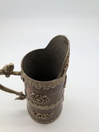 Tibetan Copper and Silvered Metal Butter Tea Pitcher with Dragon Handle